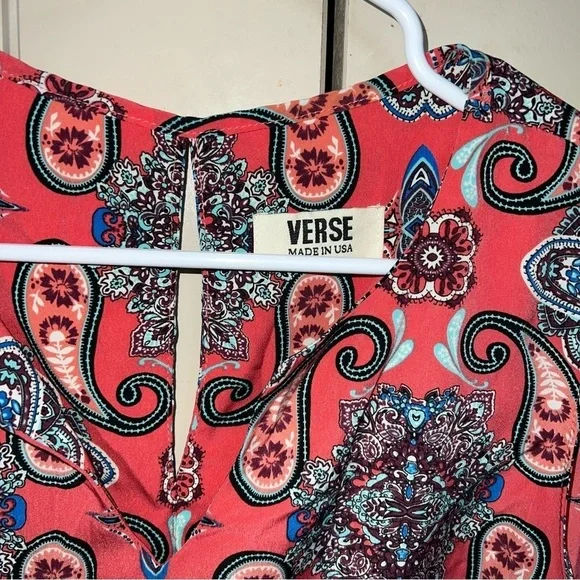 Verse Multicolor Coral Paisley Sleeveless Blouse Size Large Made in the U.S. - Picture 4 of 14